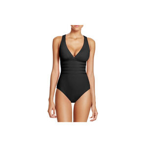 La Blanca Island Goddess Multistrap Cross Back One Piece Swimsuit Black Size 4